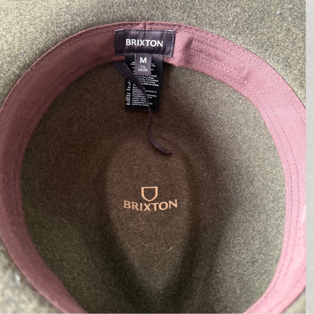 Brixton Olive Fedora with Mauve Band - Picture 4 of 4